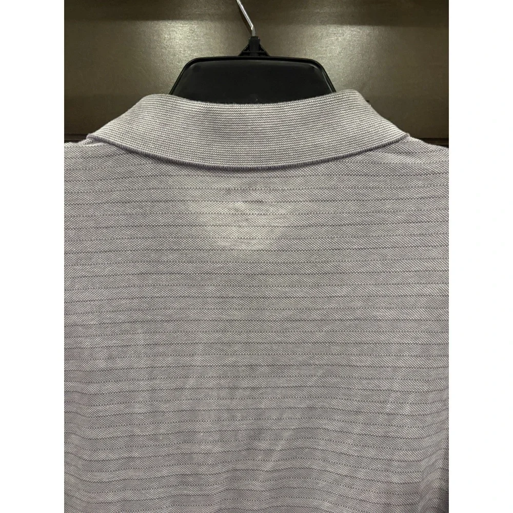 UNTUCKit Lucca Polo Shirt Men's Medium Purple Striped Short Sleeve Cotton Blend